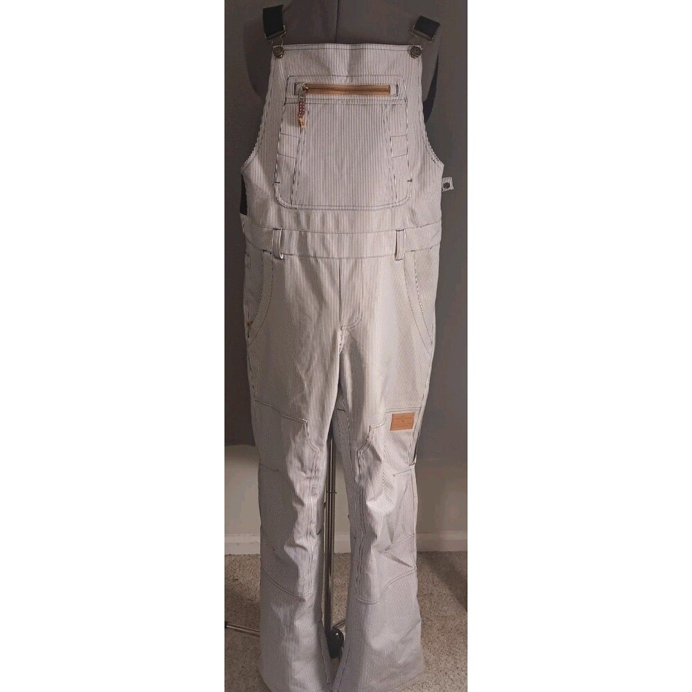 DC Crusade Bib Snowboard Pants Women's Medium Hickory Striped Colorway NWOT